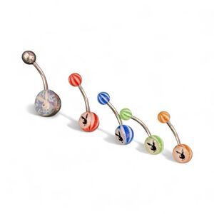 Playboy Belly Rings Set of 5 with 3 free additional rings with purchase